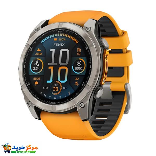 ساعت هوشمند 51 میلی‌متری گارمین مدل Fenix 8 Amoled Sapphire با بند سیلیکونی