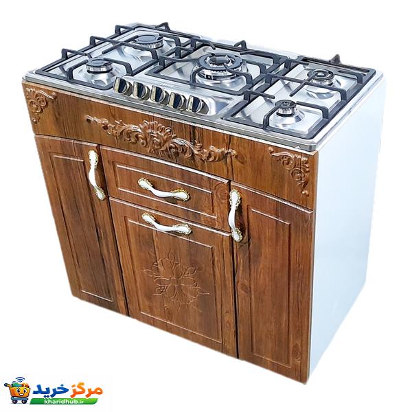 اجاق گاز 5 شعله هاکان مدل اجاق گاز چهار درب صفحه استیل اپکسی کوهان دار با ترموکوپل /TER57