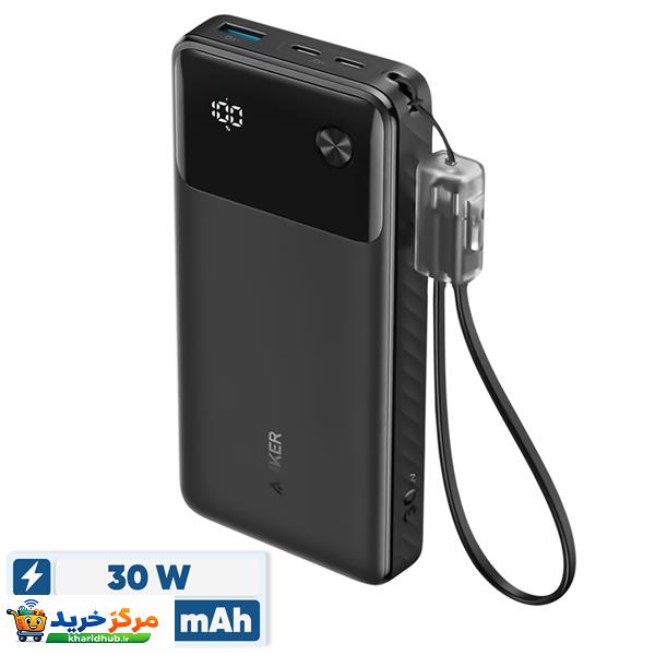 پاوربانک 30 وات انکر مدل A1384 ظرفیت 20000 میلی آمپر ساعت به همراه کابل USB-C