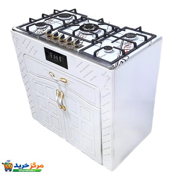 اجاق گاز 5 شعله هاکان مدل اجاق گاز دو درب صفحه استیل بوش باترموکوپل