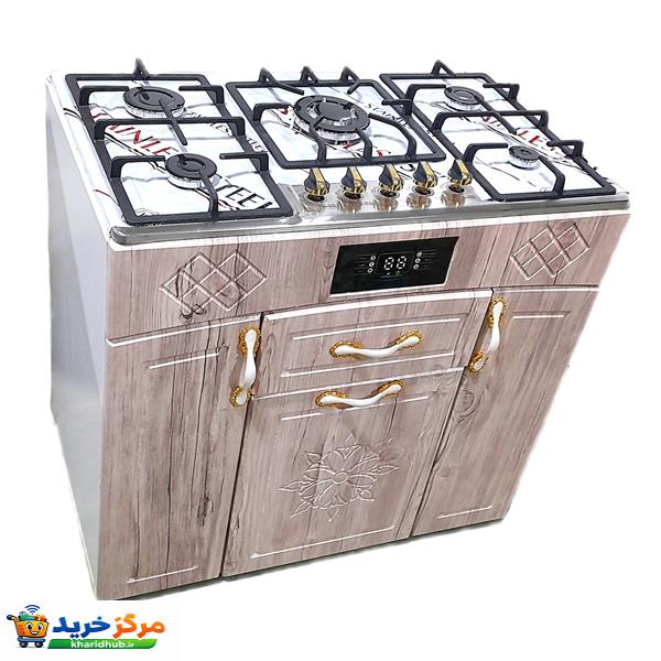 اجاق‌ گاز 5 شعله هاکان مدل چهار درب صفحه استیل بوش