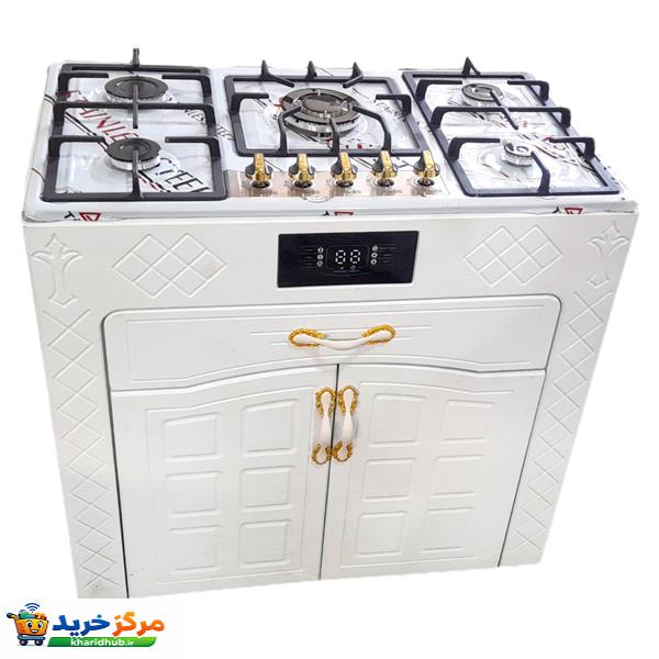 اجاق گاز 5 شعله هاکان مدل اجاق گاز دو درب صفحه استیل بوش