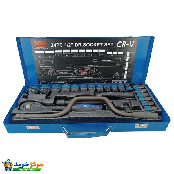 آچار بکس باس مدل CRV-BLACK مجموعه 24 عددی