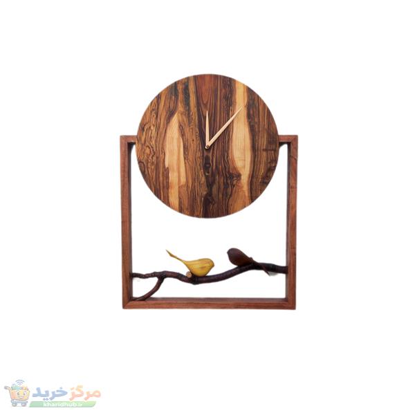 ساعت دیواری چوبی طرح شاخه و گنجشک