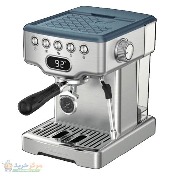 اسپرسوساز 1800 میلی‌لیتری مباشی مدل ME-ECM2115SS، مناسب تهیه اسپرسو، دارای 1 عدد نازل قهوه، سیستم گرم کردن فنجان