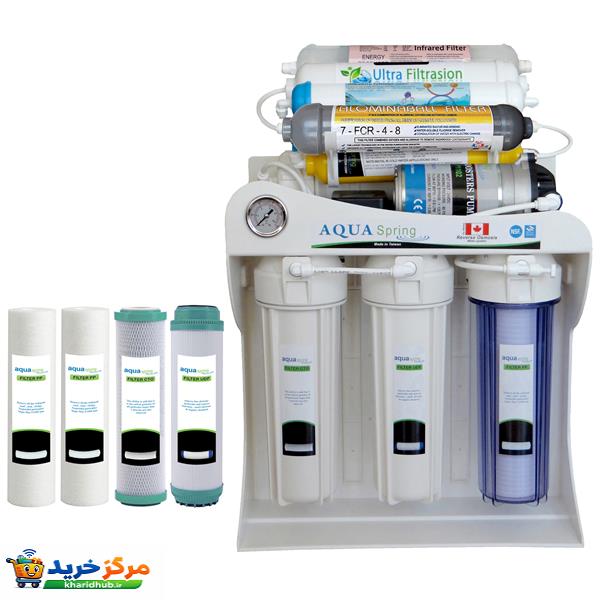 دستگاه تصفیه کننده آب آکوآ اسپرینگ مدل RO-SF5850 به همراه فیلتر تصفیه آب بسته 4 عددی