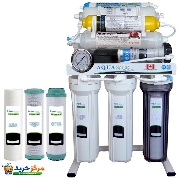دستگاه تصفیه کننده آب آکوآ اسپرینگ مدل RO - NF2600 به همراه فیلتر تصفیه آب کد 01 مجموعه 3 عددی