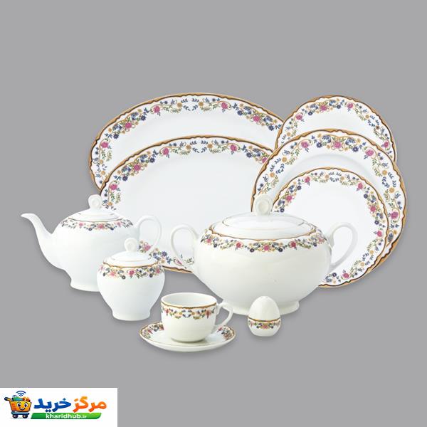سرویس غذاخوری 102 پارچه 12 نفر چینی زرین ایران مدل گلستان سری ایتالیا اف درجه عالی
