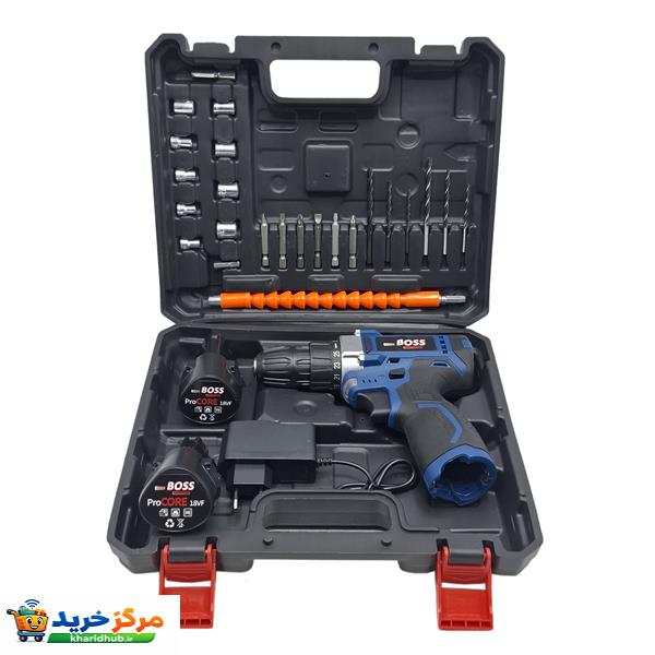 مجموعه 29 عددی دریل پیچ گوشتی شارژی صنعتی 10 میلی متری 18 ولت باس مدل 18V کد 2