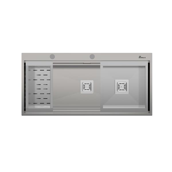 سینک ظرفشویی استیل توکار دو لگنه بیمکث مدل 774