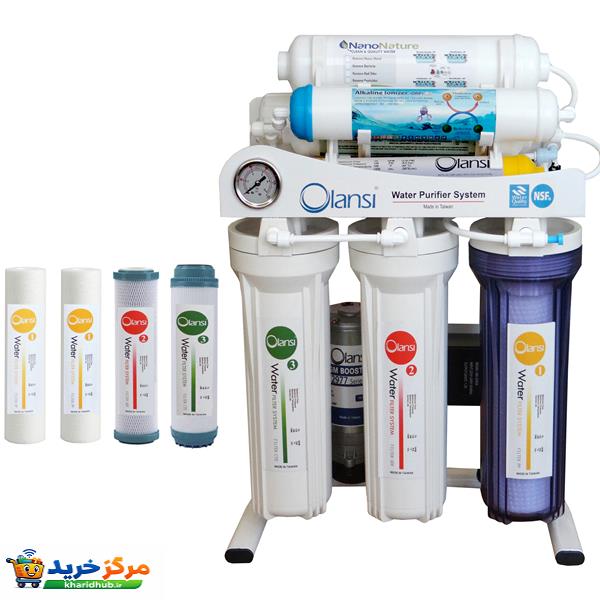 دستگاه تصفیه کننده آب اولانسی مدل REVERSE OSMOSIS - AT1400 به همراه فیلتر دستگاه تصفیه کننده آب بسته 4 عددی