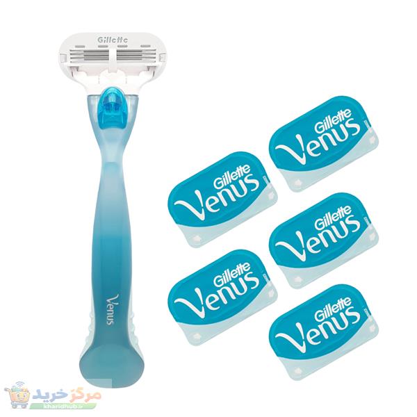 خود تراش ژیلت مدل venus به همراه تیغ یدک مدل VGW00765 بسته 5 عددی