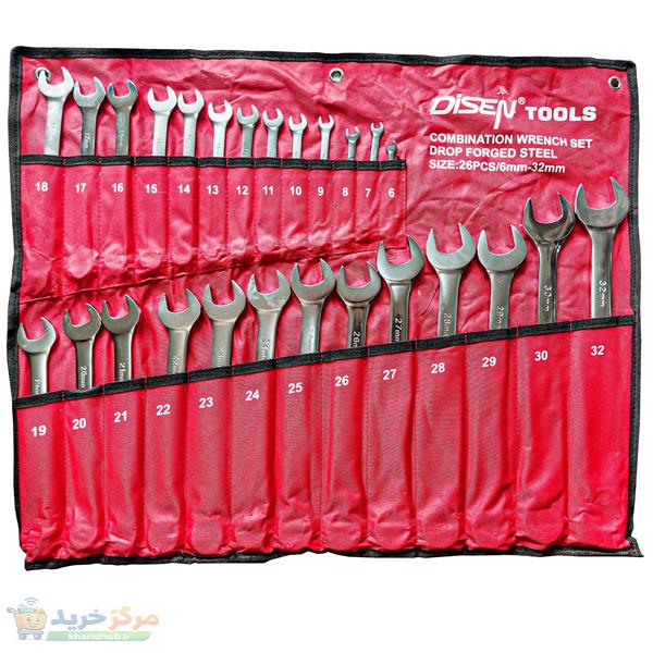 آچار یکسر تخت و یکسر رینگی دیزین تولز مدل D.S-26 PC مجموعه 26 عددی