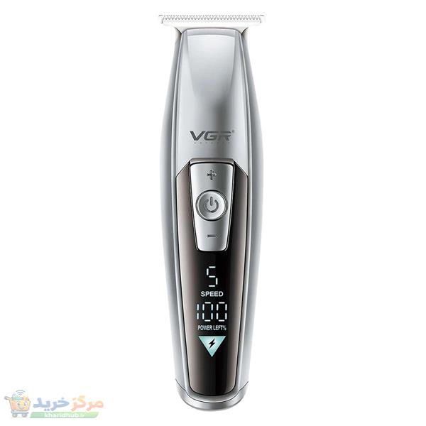 ماشین اصلاح موی سر و صورت وی جی ار مدل V-970 با تیغه استیل ضد زنگ، باتری قابل شارژ با 240 دقیقه استفاده، 5 سرعت قابل تنظیم، طراحی ارگونومیک و 3 شانه تنظیم طول 2، 3 و 4 میلی‌متر