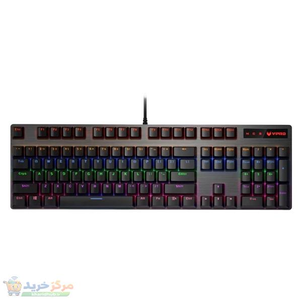 کیبورد مخصوص بازی مکانیکی رپو مدل V500PRO، مکانیکال سوییچ آبی، Full size، نورپردازی RGB