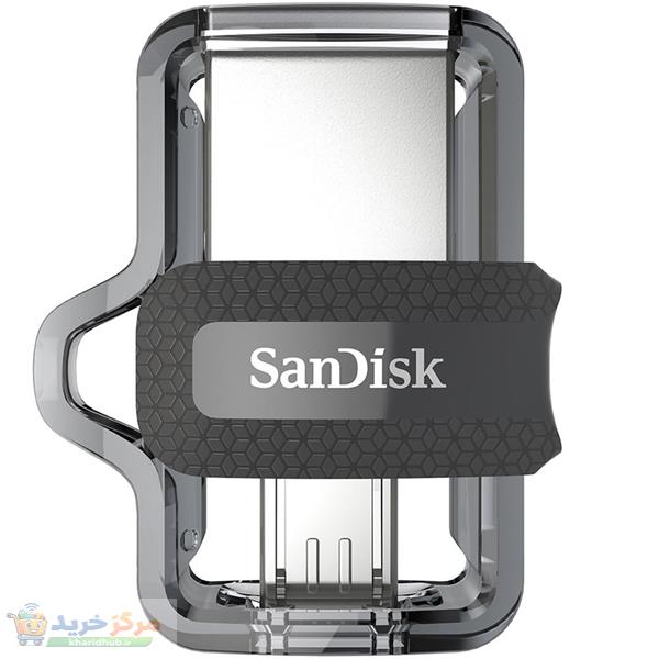 فلش مموری دوکاره سن دیسک مدل Ultra Dual Drive M3.0 ظرفیت 128 گیگابایت با رابط USB3.0 و MicroUSB، سرعت خواندن تا 150 مگابایت بر ثانیه و پشتیبانی از اپلیکیشن SanDisk Memory Zone