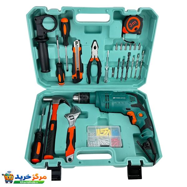 دریل چکشی پاور اکشن مدل ID 750-B مجموعه 28 عددی