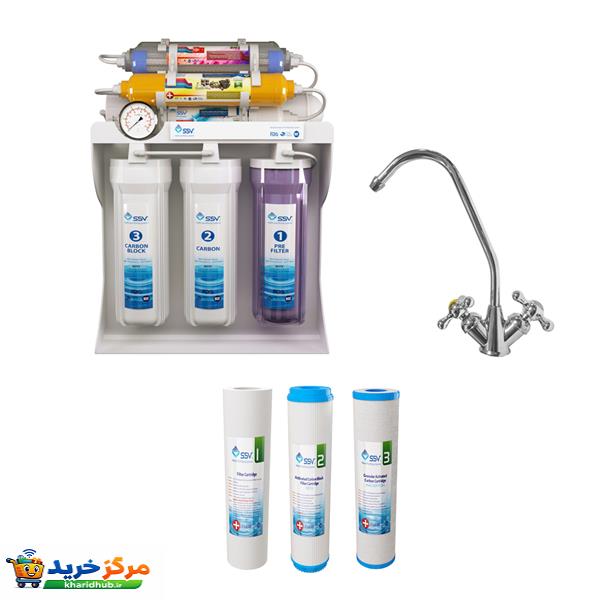 دستگاه تصفیه کننده آب اس اس وی مدل MaxPro 2W X1000 به همراه شیر دوکاره و فیلتر تصفیه آب بسته 3 عددی