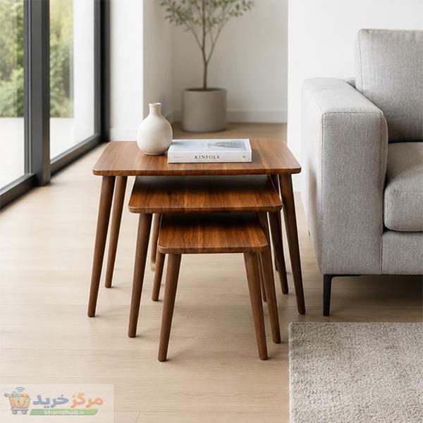میز عسلی مستطیلی مدل مینیمال کد 325 مجموعه 3 عددی