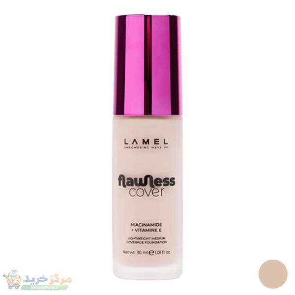 کرم پودر مایع لامل مدل Flawless Cover شماره 03 مناسب برای انواع پوست حجم 30 میلی‌لیتر