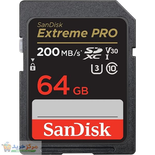 کارت حافظه SDXC سن دیسک مدل Extreme Pro V30 کلاس 10 استاندارد UHS-I U3 سرعت 200mbps ظرفیت 64 گیگابایت
