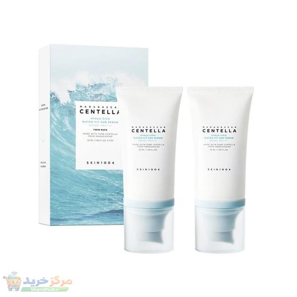 سرم ضد آفتاب بی‌رنگ اسکین 1004 SPF 50 مدل هیالو سیکا واتر فیت محافظ UVA،UVB مناسب برای انواع پوست حجم 50 میلی‌لیتر بسته دو عددی