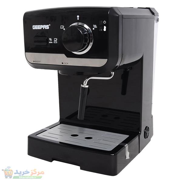 اسپرسوساز 1500 میلی‌لیتری جی پاس مدل GCM-6108، با مصرف پودر قهوه، مناسب تهیه اسپرسو، کافه لاته و کاپوچینو، دارای 1 عدد نازل قهوه