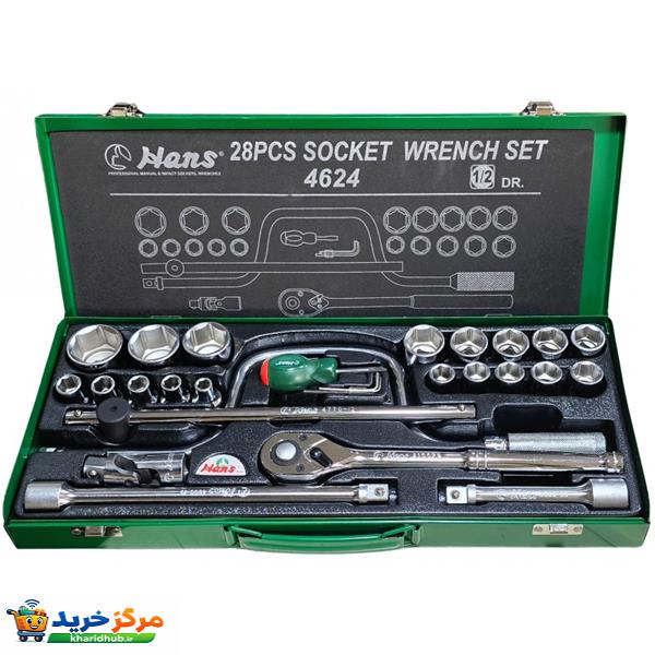 آچار بکس هنس مدل 4624-6MT مجموعه 28 عددی