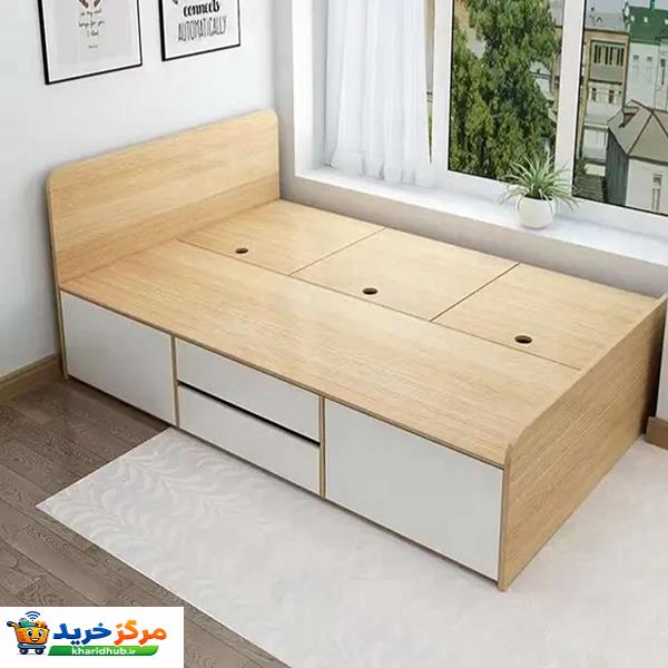 تخت خواب تک نفره مدل باکس دار شاهد سایز 90×200 سانتی متر