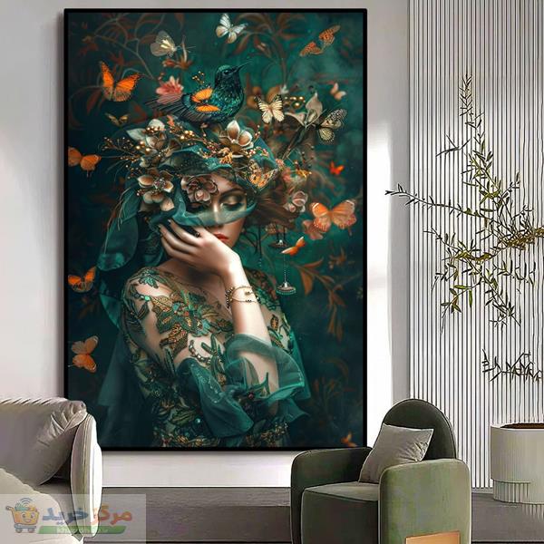 تابلو مدل دکوراتیو پرتره طرح چهره و پروانه