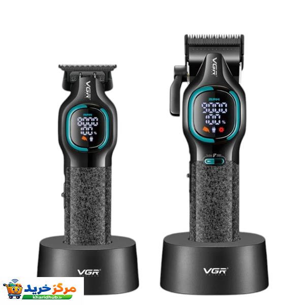 ماشین اصلاح موی سر و صورت شارژی وی جی ار مدل V-886 S2 مجموعه 2 عددی