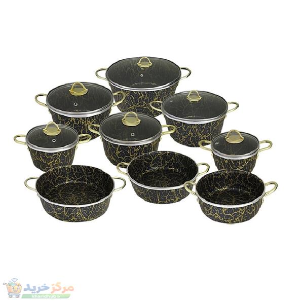 سرویس قابلمه و تابه گرانیتی 15 پارچه کوشا مدل marbel
