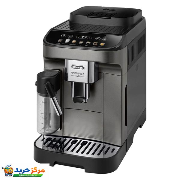 اسپرسوساز خانگی 1800 میلی‌لیتری دلونگی مدل ECAM290.83، تمام اتوماتیک با مصرف دانه قهوه، مناسب تهیه اسپرسو، کاپوچینو و ریسترتو، دارای 2 عدد نازل قهوه، آسیاب قهوه، سیستم گرم کردن فنجان، مکانیزم نظافت خودکار، سینی چکه گیر