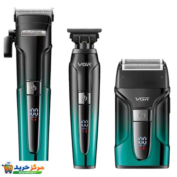 ماشین اصلاح موی سر و صورت وی جی ار مدل v-694 مجموعه 3 عددی