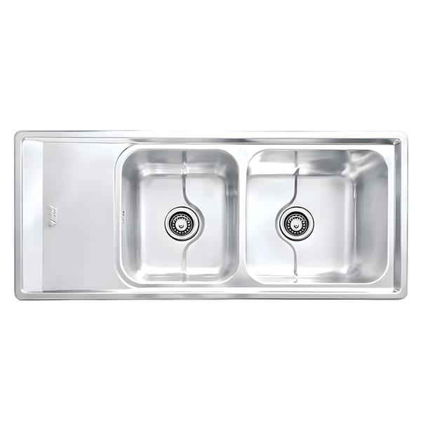 سینک ظرفشویی استیل توکار دو لگنه نگین الماس مدل SA109