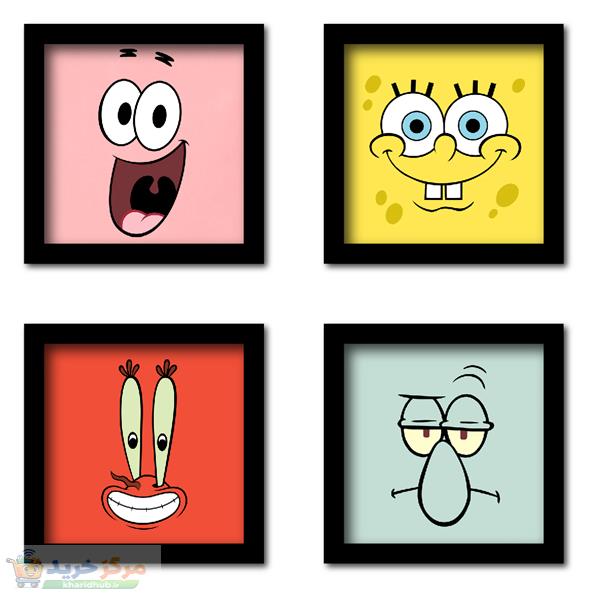 تابلو مدل باب اسفنجی طرح spongebob squarepants مجموعه 4 عددی