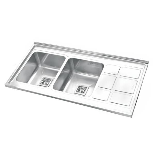 سینک ظرفشویی استیل روکار دو لگنه نگین الماس مدل SA112
