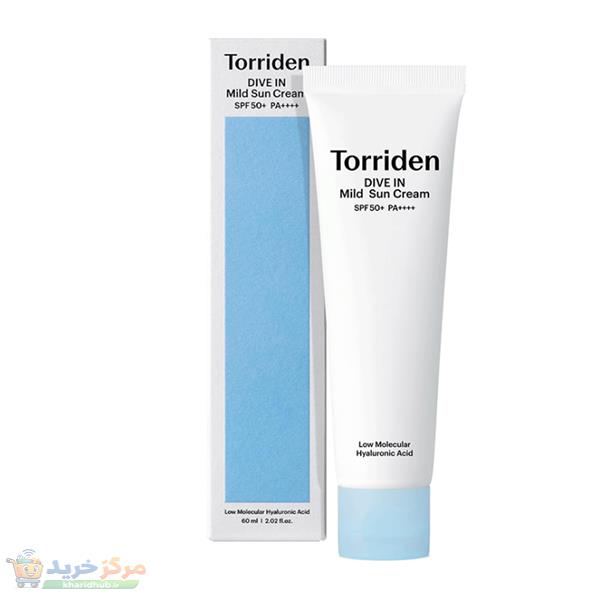 کرم ضد آفتاب بی‌رنگ صورت، دست، گردن توریدن SPF 50 مدل dive in mild ‌محافظ UVA/UVB مناسب برای انواع پوست حجم 60 میلی‌ لیتر