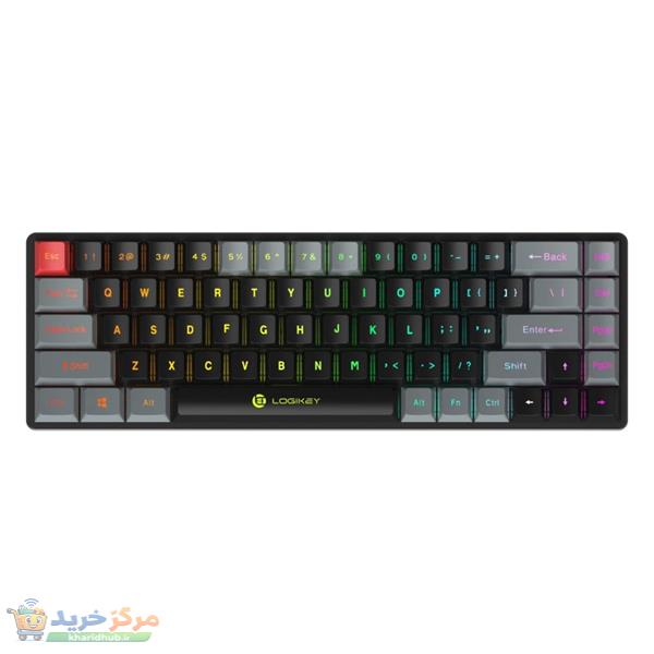 کیبورد گیمینگ بی سیم لاجی کی مدل K410B، سوییچ مکانیکال قرمز، Tenkeyless، نورپردازی RGB