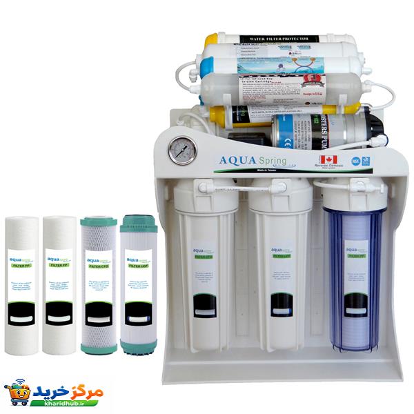 دستگاه تصفیه کننده آب آکوآ اسپرینگ مدل NF - SF4200 به همراه فیلتر تصفیه آب مجموعه 4 عددی