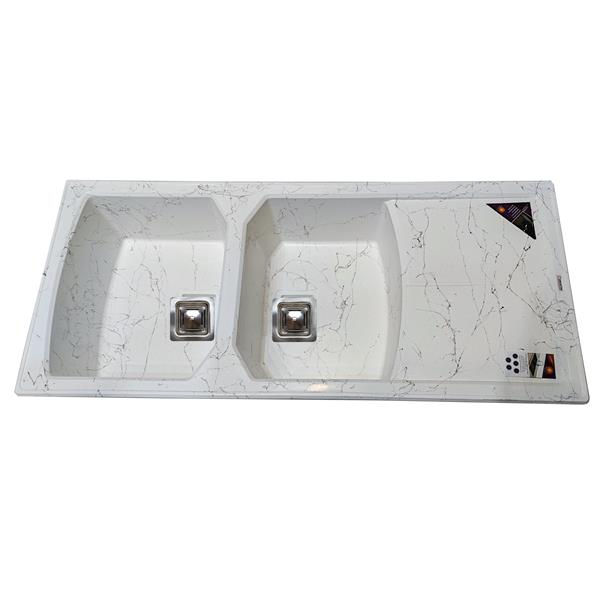 سینک ظرفشویی گرانیت توکار دو لگنه پارادایز مدل  Vincenzo-401-WBG