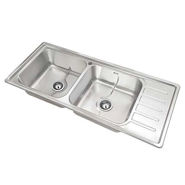سینک ظرفشویی استیل توکار دو لگنه نگین الماس مدل SA108