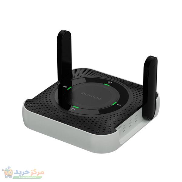 مودم روتر قابل حمل 4G پرودو مدل PD-4GCPMF با باتری 4000 میلی‌آمپر، شارژدهی 12 ساعت، پشتیبانی تا 10 کاربر، پورت LAN، اتصال سیمی و بی‌سیم، فرکانس 2.4 گیگاهرتز و سرعت دانلود 150 مگابیت بر ثانیه