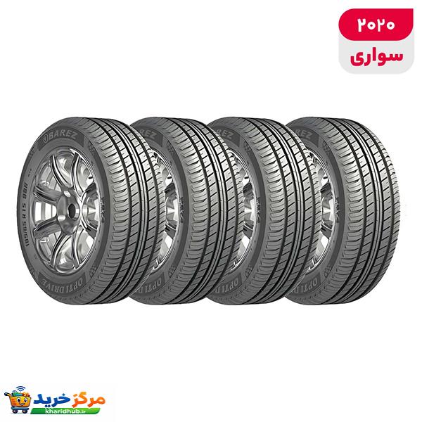 لاستیک خودرو رادیال بارز مدل P648 با کاربری سواری و سایز رینگ 15 اینچ، فاق 65 درصد پهنا و پهنای 185 میلی‌متر، شاخص تحمل وزن 88 و شاخص سرعت H (حداکثر سرعت 210 کیلومتر بر ساعت)، ساخت ایران، دارای تایر تیوبلس، 4 حلقه