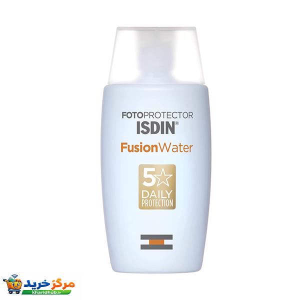 کرم ضدآفتاب بی‌رنگ ایزدین SPF50 مدل Fusion Water 5 Daily مناسب انواع پوست، حجم 50 میلی‌لیتر