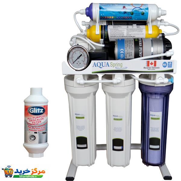 دستگاه تصفیه کننده آب آکوآ اسپرینگ مدل RO-S151 به همراه فیلتر رسوبگیر گلیتز