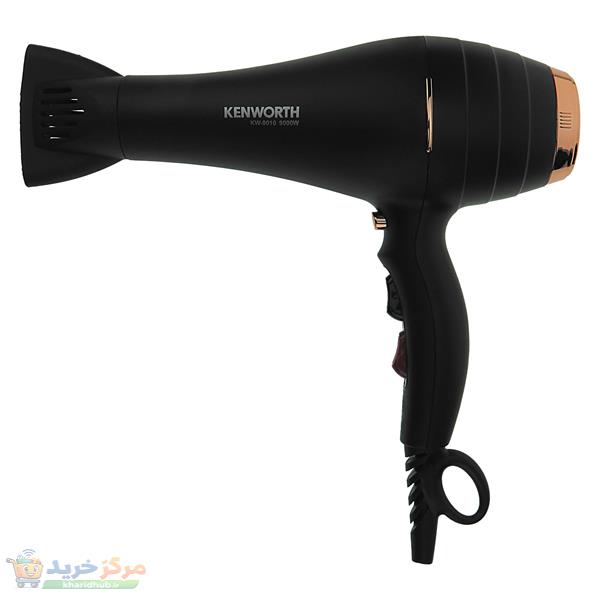 سشوار حرفه‌ای 9000 وات کنورث مدل KW_9010، موتور AC، وزن 700 گرم، دارای سری متمرکز‌کننده باریک با ویژگی صاف‌کنندگی، با قابلیت باد سرد، فناوری تولید یون