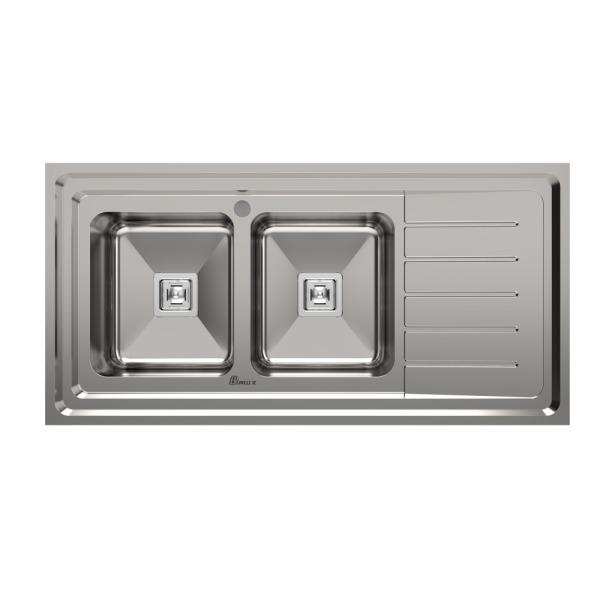 سینک ظرفشویی استیل روکار دو لگنه بیمکث مدل 925