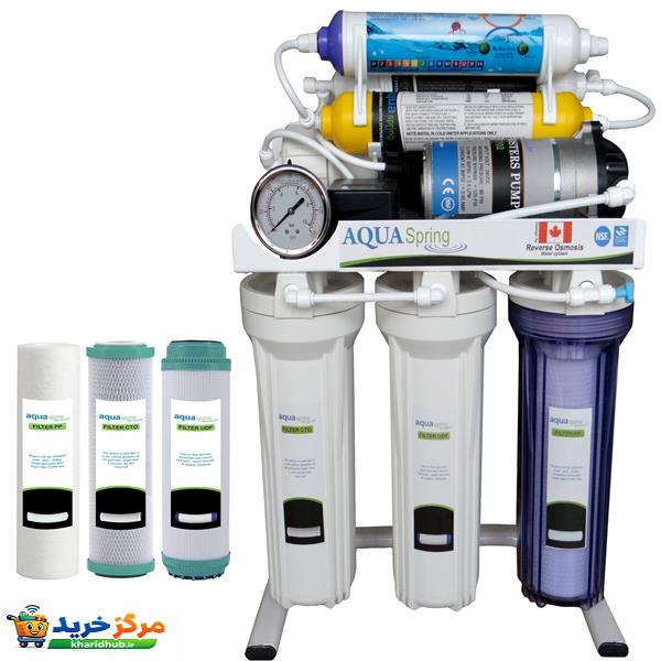 دستگاه تصفیه کننده آب آکوآ اسپرینگ مدل RO-S151 به همراه فیلتر مدل 02 مجموعه 3 عددی