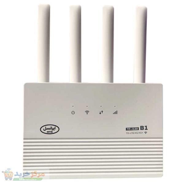 مودم روتر 4G ایرانسل مدل TF-i120 B1 با حمایت LTE Cat 12، سرعت دانلود 600 مگابیت، آپلود 100 مگابیت، وای‌فای دوبانده 2.4 و 5 گیگاهرتز، پشتیبانی همزمان 32 کاربر، چهار پورت اترنت و قابلیت اتصال بی‌سیم و باسیم